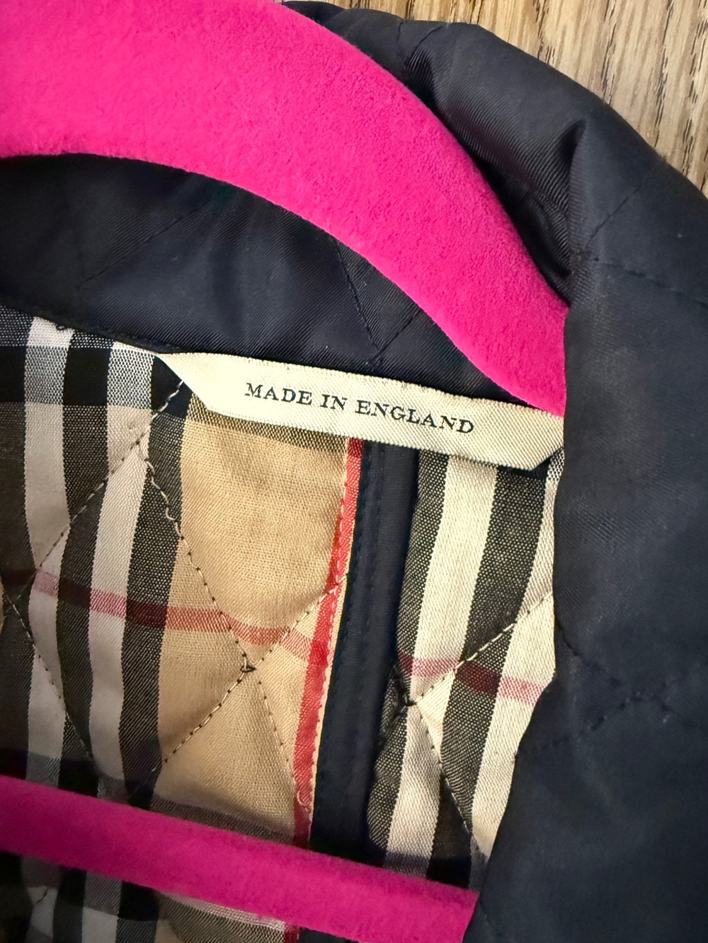 Burberry Quilted Navy Trench Coat with Signature Check Lining - Picture 2 of 4